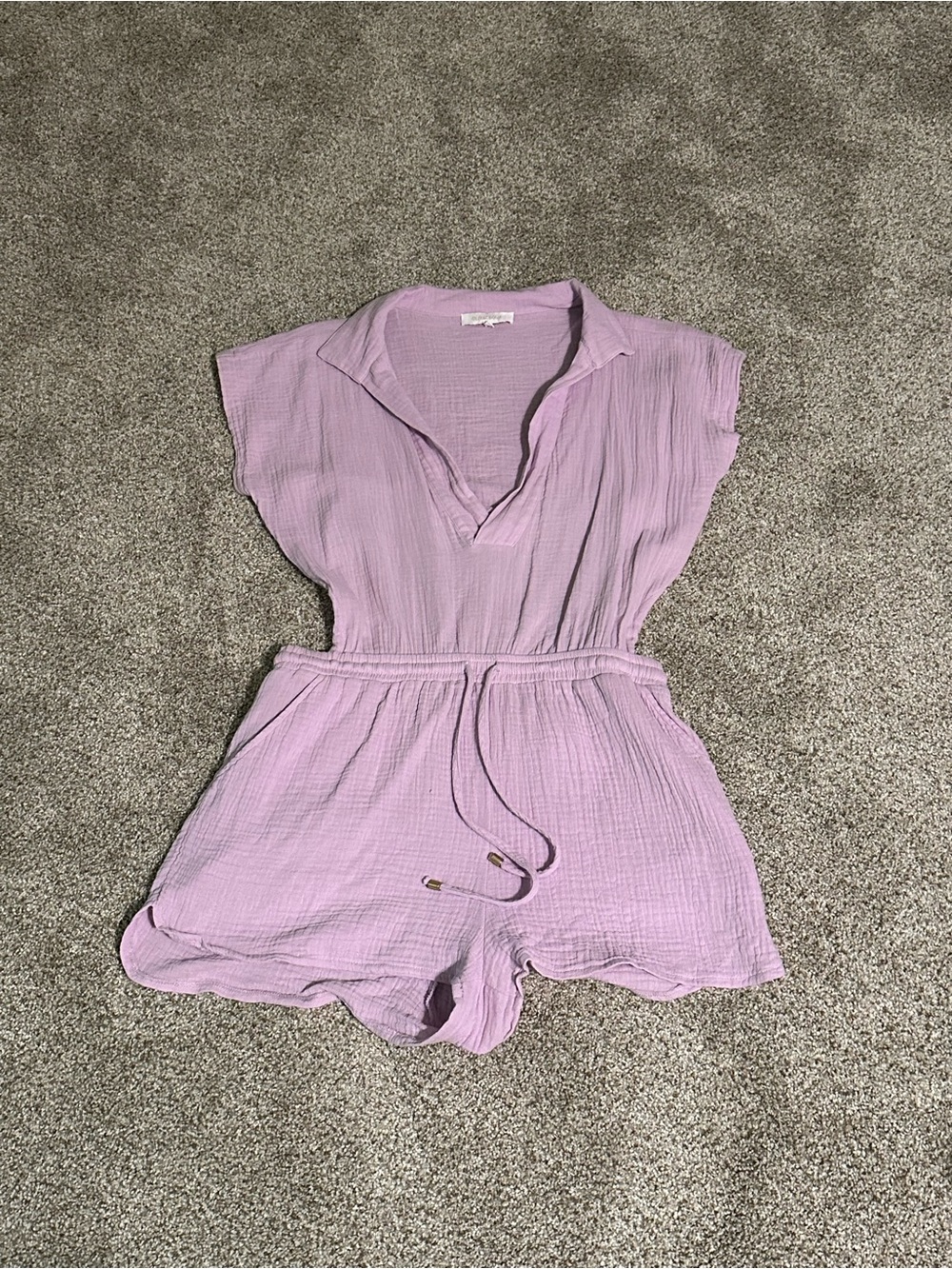 Olivaceous Orchid Collared Romper with cutout in back